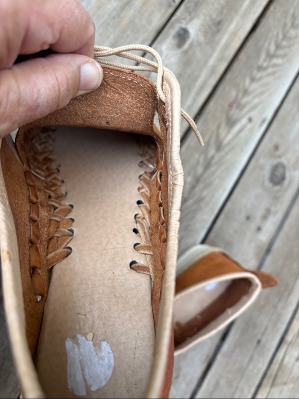 Huaraches (7) Embossed Brown Leather Sunflower & Woven Design Lace-up Loafer - Picture 10 of 12